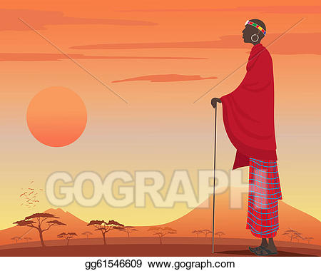 African clipart masai. Vector art man drawing