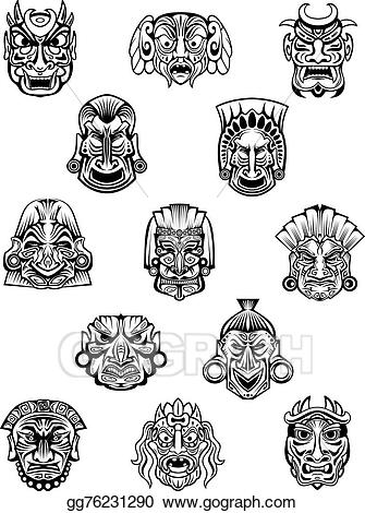 Vector art ritual ceremony. African clipart tribal