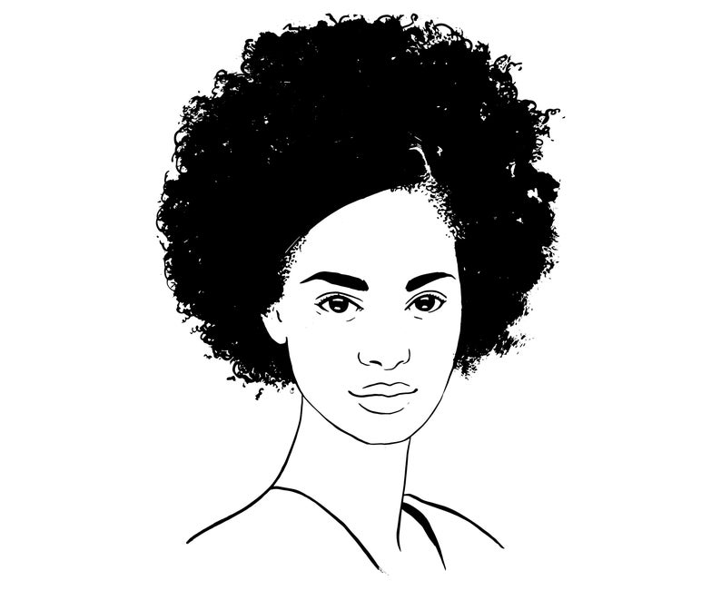 afro clipart black woman face