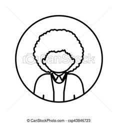 afro clipart line