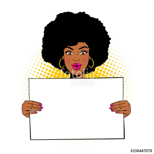 Wow female face young. Afro clipart pop art