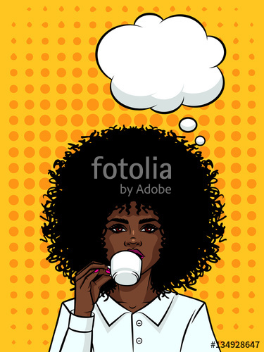 Afro clipart pop art. Beautiful business woman with