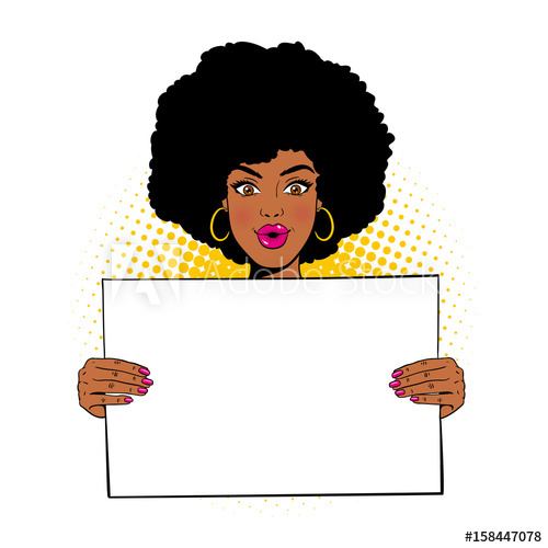Afro clipart pop art. Wow female face young