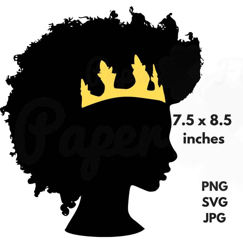 Afro clipart silhouette portrait. Crown svg clip art