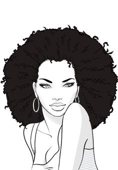 afro clipart sketch