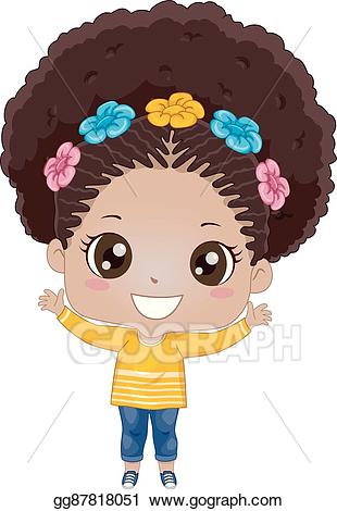 Afro clipart vector. Eps illustration kid girl