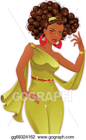 Afro clipart vector. Art beautiful african american