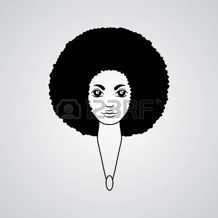 Curl female face pencil. Afro clipart vector