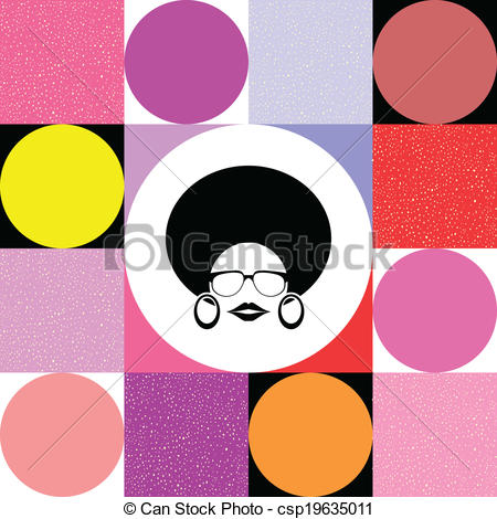 Afro clipart vector. Lady on colorful panda