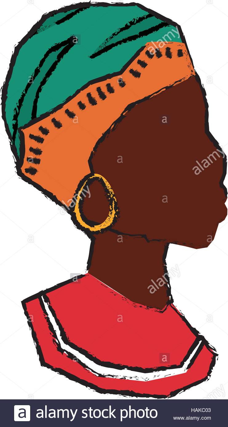 Afro clipart vector. African woman head silhouette