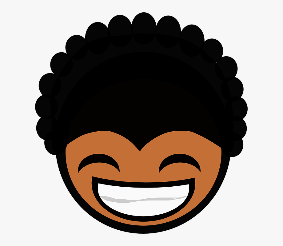 Face black man smile. Afro clipart vector