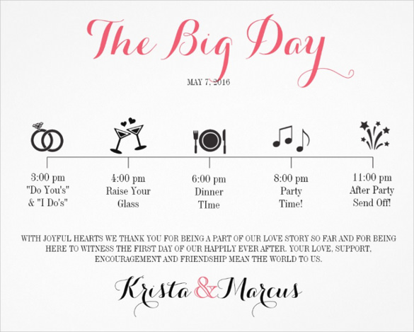 Wedding template free word. Agenda clipart itinerary
