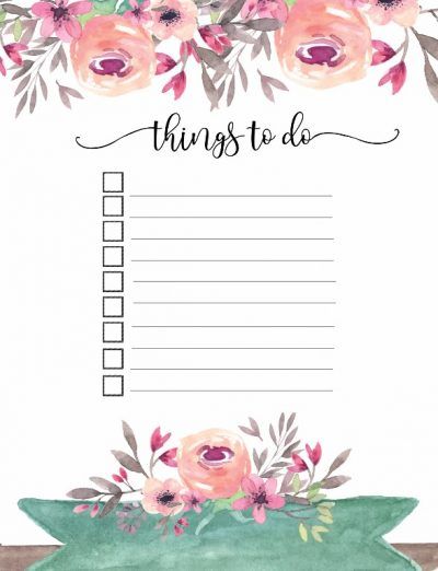 Agenda clipart todo list. Free printable floral things