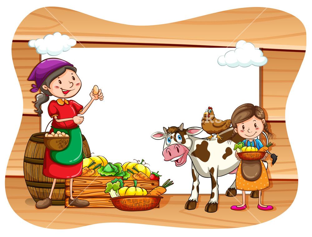 Agriculture clipart banner. Blank with farmers and