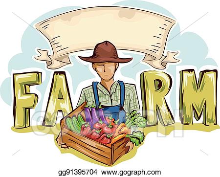 Eps illustration man farm. Agriculture clipart banner
