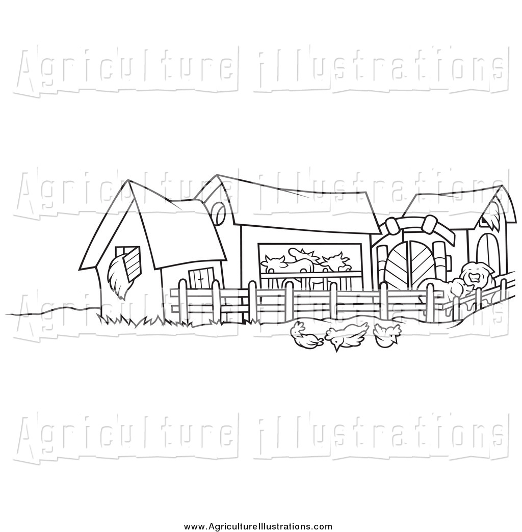 Of a farm yard. Agriculture clipart black and white