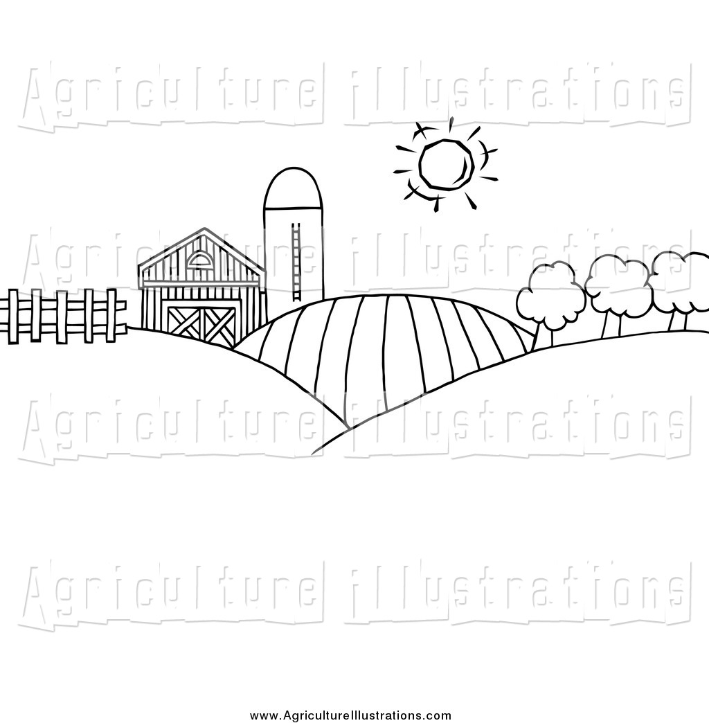 Agriculture clipart black and white. Of rolling hills a