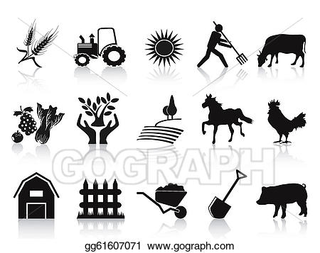 Agriculture clipart icon. Vector art black farm