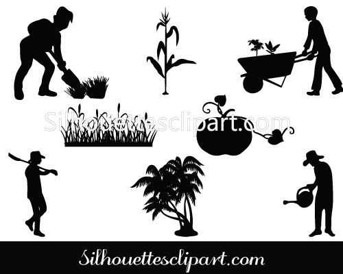Agriculture clipart silhouette. Vector graphics pack clip