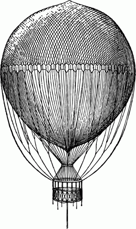 Steampunk hot balloon drawing. Air clipart old fashioned