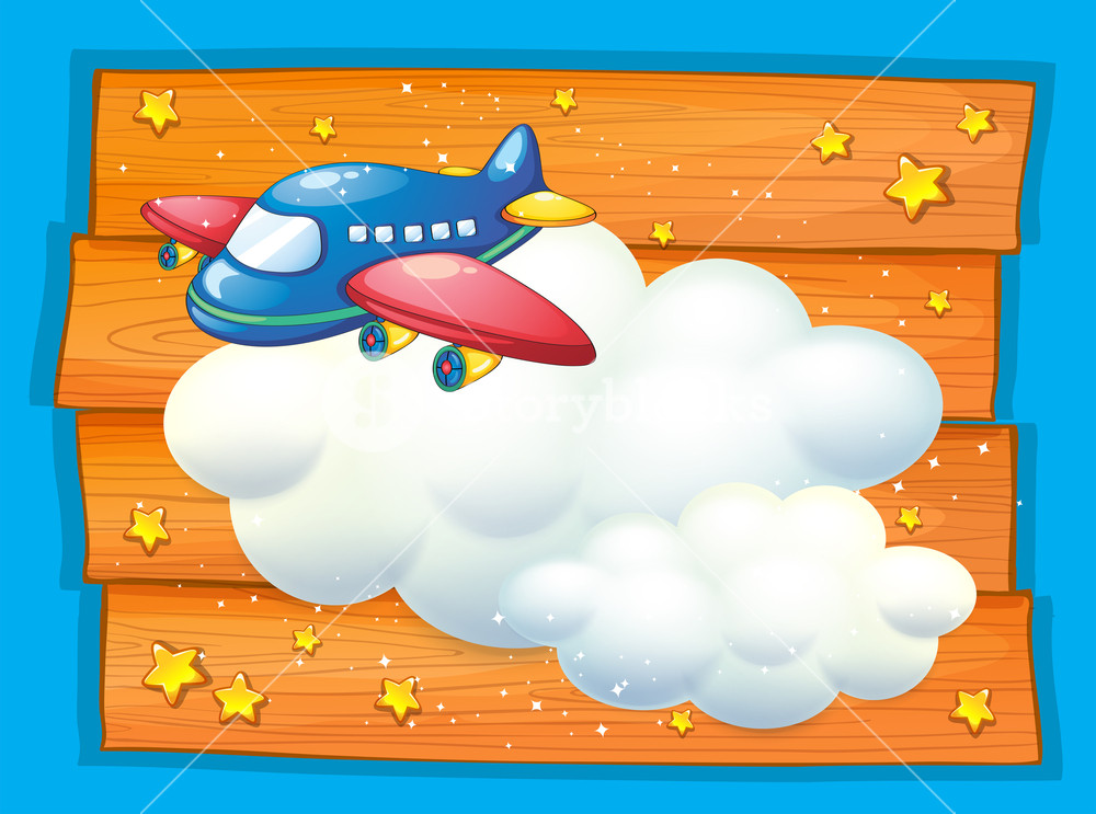 Design with flying illustration. Airplane clipart frame