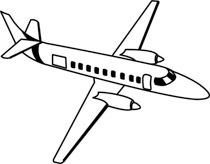 Free black and white. Airplane clipart outline