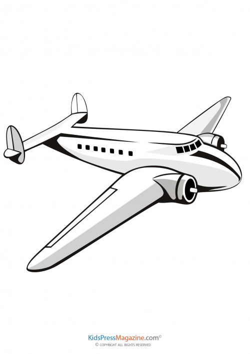 Clipart plane printable. Older propeller passenger airplane