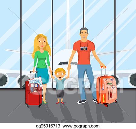 Airport clipart airport scene. Vector stock family on