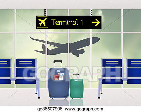 Airport clipart airport scene. Stock illustrations 