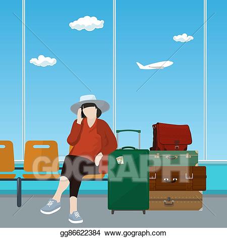 Airport clipart hall. Vector art waiting room