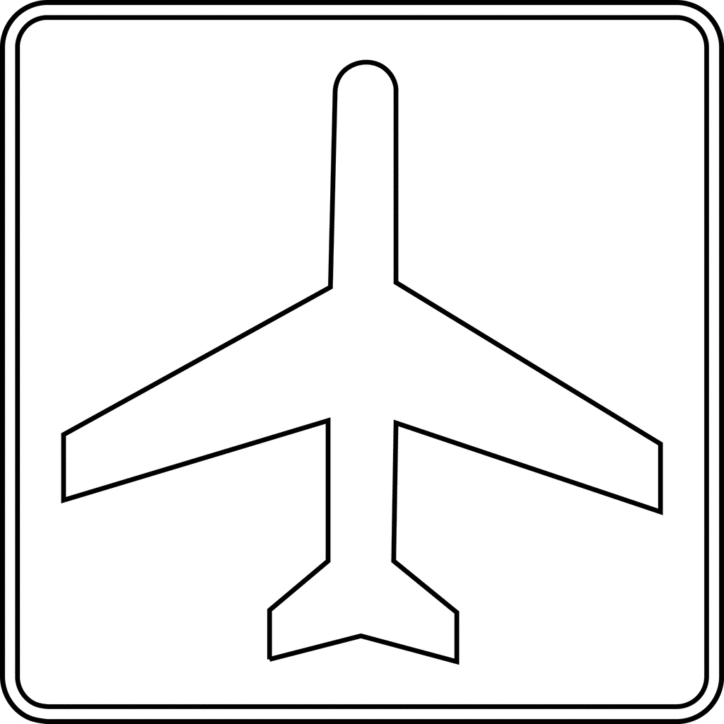 Airfield black and white. Airplane clipart outline