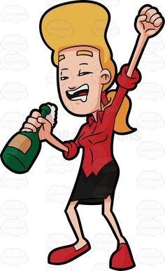 Drunk woman dancing on. Alcohol clipart cheer