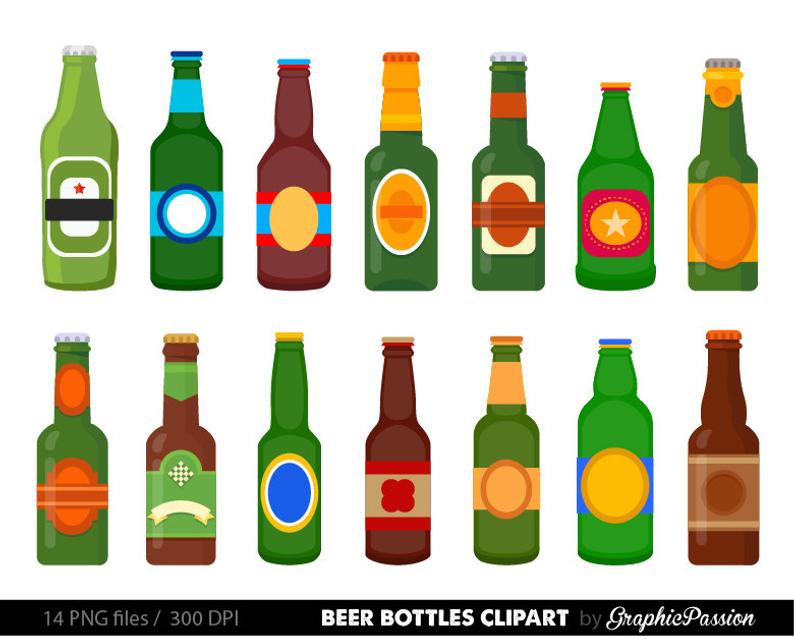 Beer bottle clip art. Alcohol clipart illustration