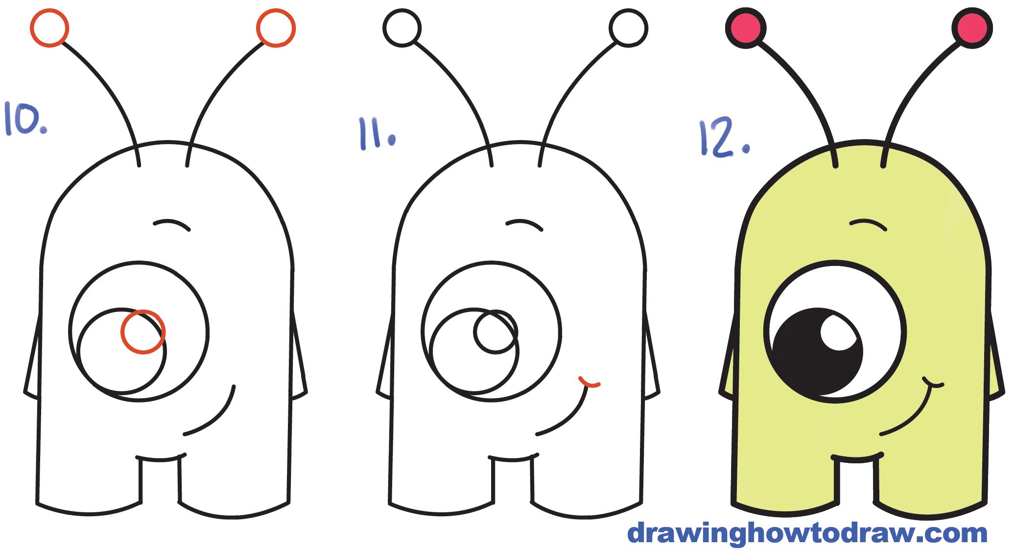 How to draw cute. Alien clipart easy