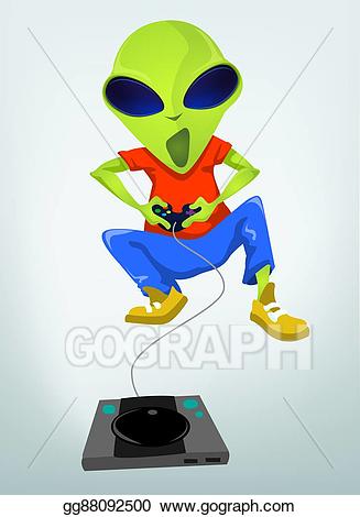 Funny cartoon illustration stock. Alien clipart grey