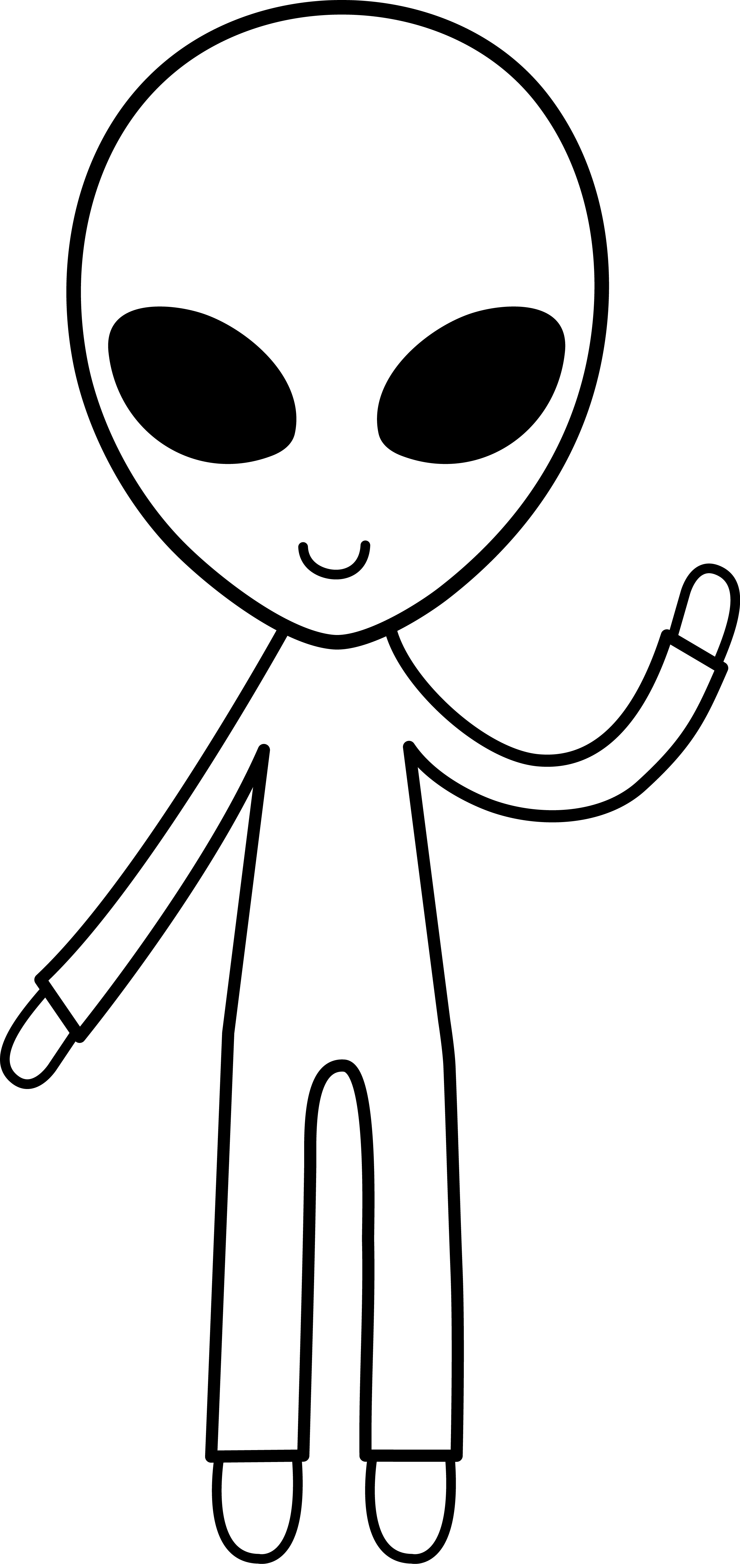 Alien black and white. Friendly clipart friendly face