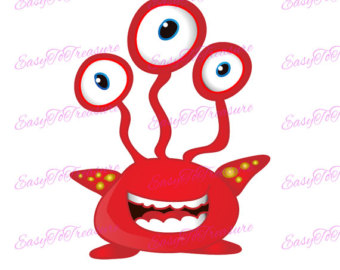 Alien clipart red. Digital download purple starry