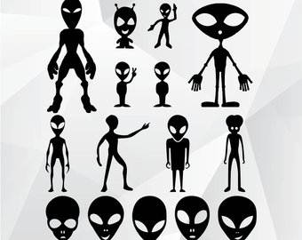 Alien clipart silhouette. Etsy svgpngjpgepsalien for printdesign