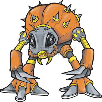 Alien clipart vector. Robotic monster illustration 