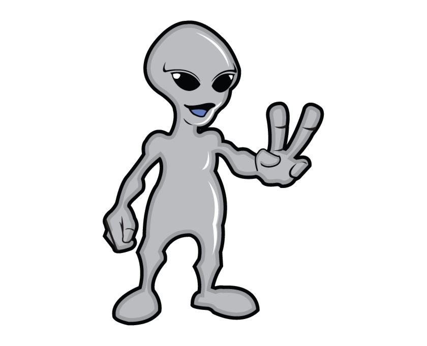 Alien gray fingers peace. Aliens clipart two