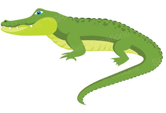 Crocodile digital download art. Alligator clipart illustration