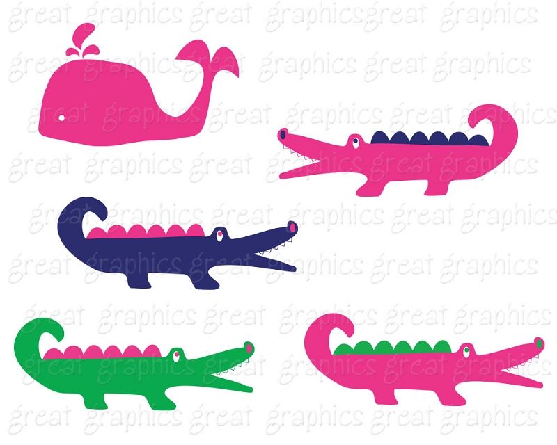 Preppy for walls image. Alligator clipart pink