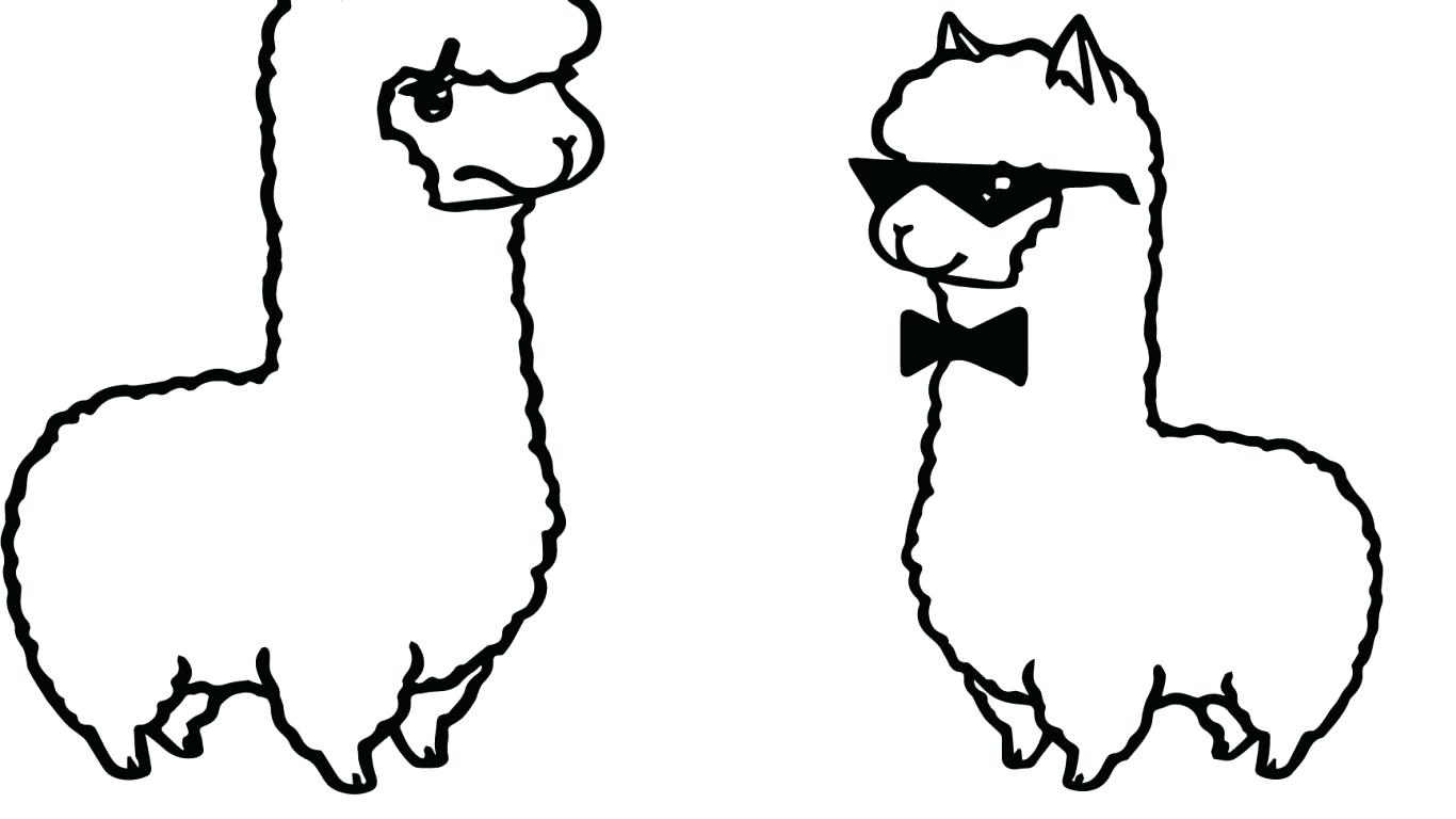 Alpaca clipart coloring page. Pages llama f for