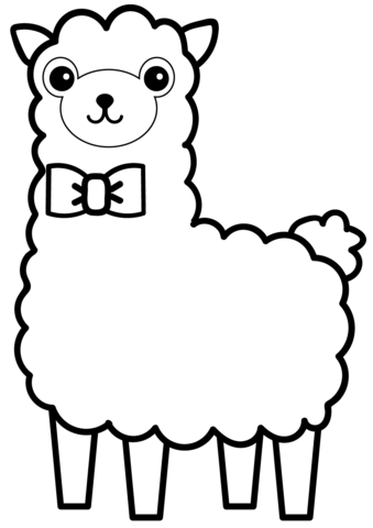 Cartoon free printable pages. Alpaca clipart coloring page