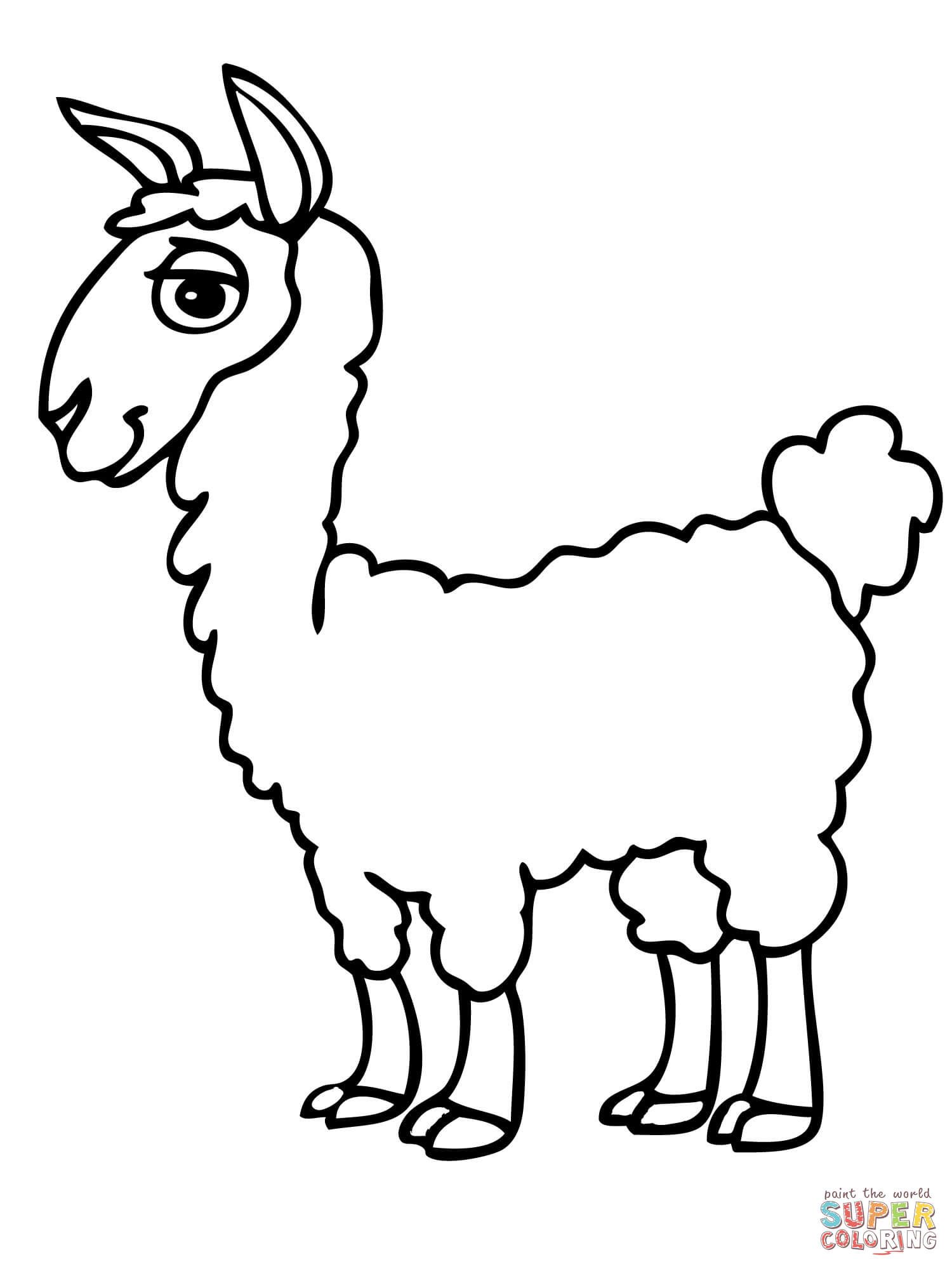 Cute free printable pages. Alpaca clipart coloring page