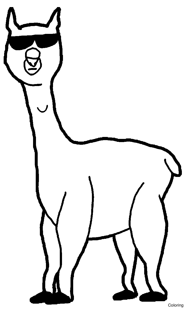 Alpaca clipart coloring page, Alpaca coloring page Transparent FREE for