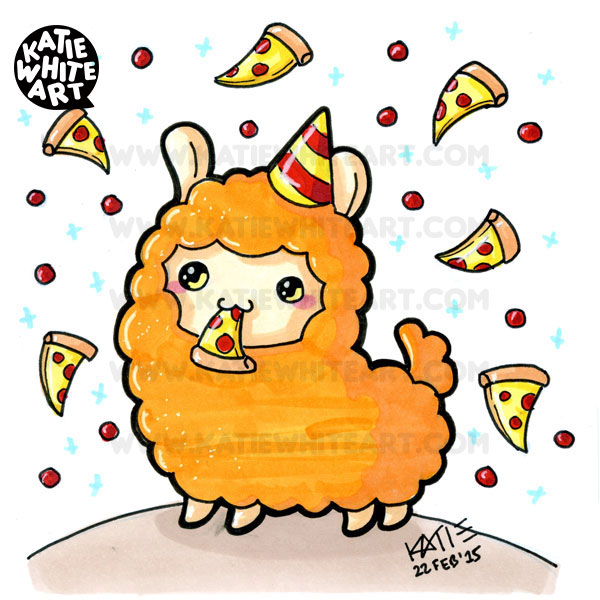 Pizza party by pai. Alpaca clipart kawaii