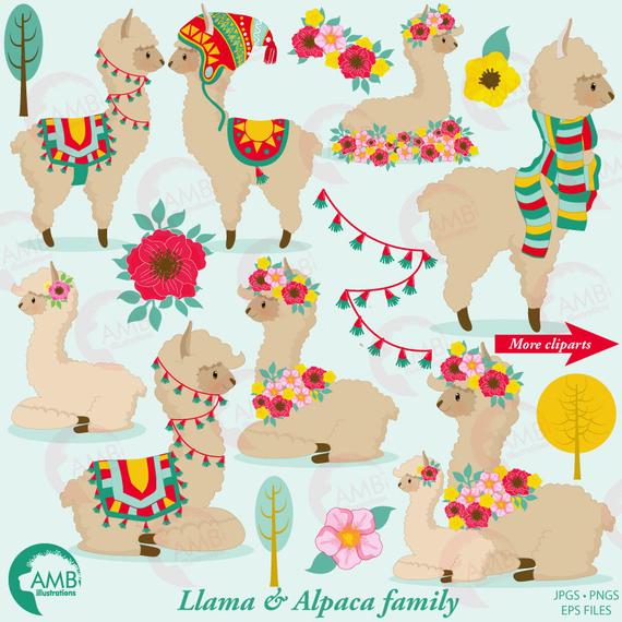 Llama clip art for. Alpaca clipart party