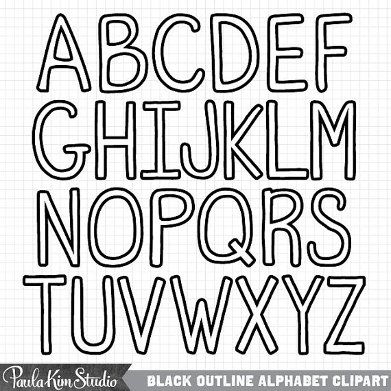 Outline letters clip art. Alphabet clipart black and white