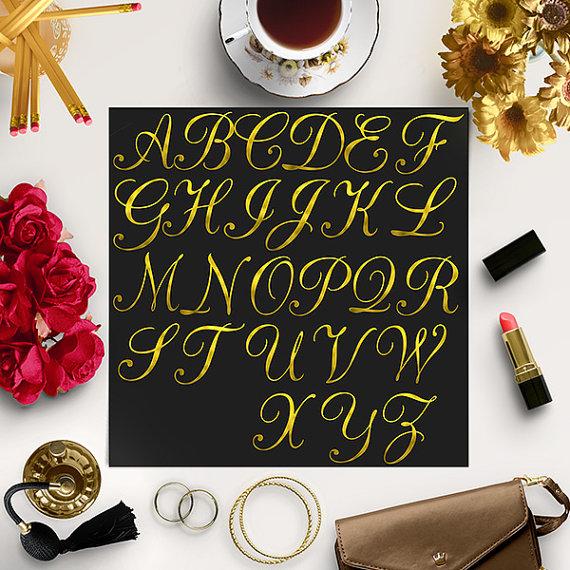 Buy for gold foil. Alphabet clipart calligraphy